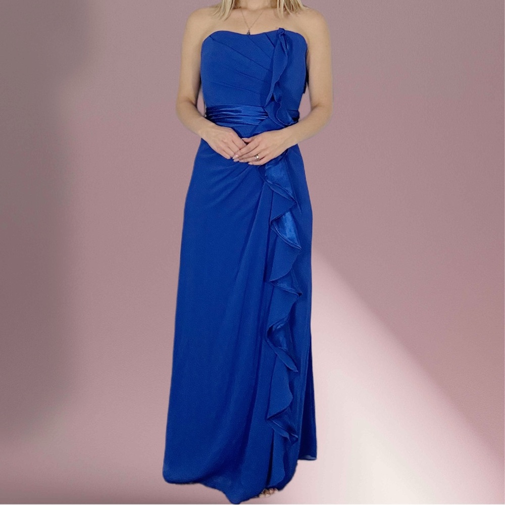Elegant Blue Strapless Dress - Picture 2 of 7